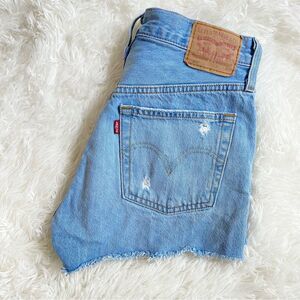 Levi's High Rise Distressed Denim Shorts